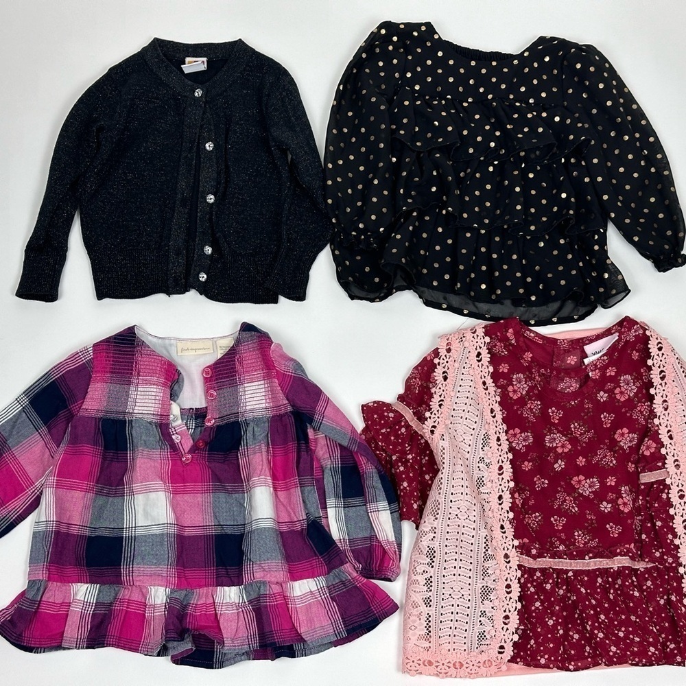 Toddler Girls Long Sleeve Casual Tops Lot of 4